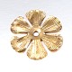6  - 花弁の花の鉄ビーズキャップ  ゴールドカラー  45x45x1mm  穴：5mm X-IFIN-N3296-03-1