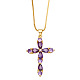 Colorful Zircon Cross Necklace Hip Hop Fashion Diamond Sweater Chain NKB266 ST6191788-1