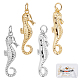 Beebeecraft 8Pcs/Box 2 Colors Sea Horse Charms 18K Gold& Platinum Plated Brass Ocean Creatures Animal Dangle Charm Pendants with Jump Ring for DIY Jewelry Making KK-BBC0003-40-1