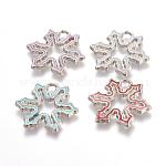 Alloy Enamel Pendants,Lead Free and Cadmium Free, Christmas Snowflake, Platinum Metal Color, Mixed Color, 23mm long, 25mm wide, 2mm thick, hole: 3mm
