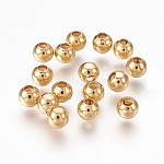 304 Stainless Steel Beads, Round, Golden, 5x4.5mm, Hole: 2mm