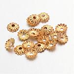 Tapas de abalorios de flor de oro de hierro, 5x1.5mm, agujero: 1 mm, aproximamente 330 unidades / 10 g