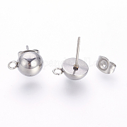Accessoires de puces d'oreilles en 201 acier inoxydable STAS-S064-12