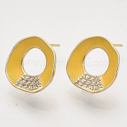 Brass Micro Pave Cubic Zirconia Stud Earring Findings KK-T054-36G-03-NF