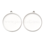 304 pendentifs ronds plats à lunette arrière ouverte en acier inoxydable STAS-Z040-04A-P