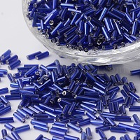 Glass Bugle Beads, Silver Lined, Gold, 1.8~2.2x1.8~2mm, Hole: 0.8~0.9mm,  about 15000pcs/pound