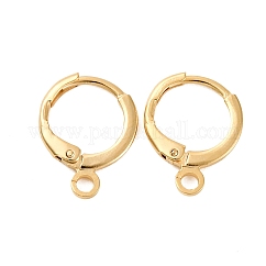 Messing Huggie Hoop Ohrring Zubehör, mit horizontalen Schleifen, langlebig plattiert, echtes 18k vergoldet, 12 Gauge, 14.7x11.7x2 mm, Bohrung: 1.8 mm