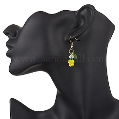 Boucles d'oreilles pendantes en forme de pomme avec perles de verre faites à la main&nbsp;EJEW-MZ00575-03
