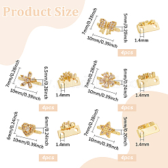 20 Stück 5 Stil Rack Plating Messing Pavé klar Zirkonia Blume Slide Charms&nbsp;KK-BC0012-86