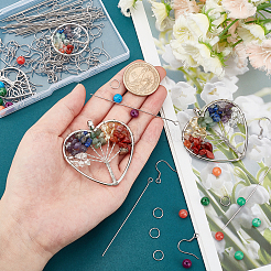 Kit de fabrication de boucles d'oreilles pendantes en pierre arbre de vie&nbsp;DIY-CA0003-64