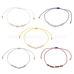 Natürliche runde gemischte Edelsteinperlen geflochtene Perlenarmbänder für Frauen&nbsp;BJEW-JB11655