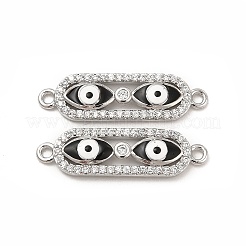 Ciondoli connettore in ottone con micro pavé di zirconi cubici trasparenti e smalto&nbsp;KK-E068-VB397-2