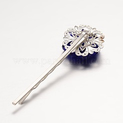 Messing galvanisieren Glasperle Blume Haar Haarnadeln&nbsp;PHAR-JH00048
