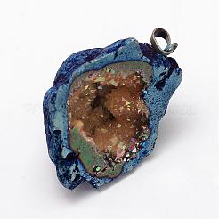 Galvanisierte natürliche geode druzy Achat große Anhänger&nbsp;G-K174-05