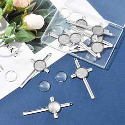 9 Stück Cabochon-Fassungen für Kreuzanhänger aus Legierung im tibetischen Stil&nbsp;DIY-FS0009-48