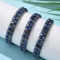 Bracciali regolabili con perline intrecciate in pietre preziose naturali e sintetiche ed ematite sintetica&nbsp;BJEW-H626-01