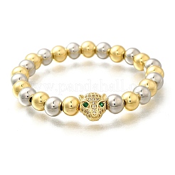 Stretch-Armbänder aus Messing mit Mikropflaster und Zirkonia-Perlen für Frauen und Männer&nbsp;BJEW-H201-01B-GP