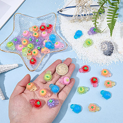 42 tortue lumineuse en résine bicolore avec décorations de fruits&nbsp;DJEW-SP0001-40