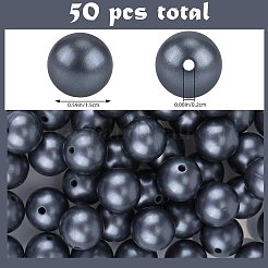 50 Uds. Cuentas redondas de silicona estilo metal de imitación&nbsp;SIL-SZ0001-78G