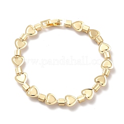 Bracciale a cuore in ferro placcato a cremagliera e catena a maglie quadrate con zirconi chiari&nbsp;BJEW-I300-06G