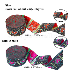 2 rouleaux de rubans de polyester brodés de style ethnique 2 couleurs&nbsp;OCOR-GA0001-14