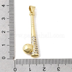 Pendenti con tema sportivo in ottone micro pavé di zirconi cubici trasparenti&nbsp;KK-A296-09B-G
