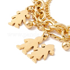 Pulsera de múltiples hilos con cadena de acero inoxidable 304 y revestimiento al vacío de PVD&nbsp;STAS-P304-04G