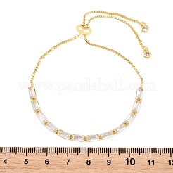 Bracciali scorrevoli rettangolari in ottone con micro pavé di zirconi cubici&nbsp;KK-A305-02G-01