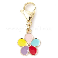 Colgante decorativo de aleación de esmalte con forma de mariposa y flor&nbsp;HJEW-JM02362