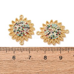 Breloques de connecteur en laiton micro pavé de zircone cubique colorée&nbsp;CU-CBA4579-04G-A
