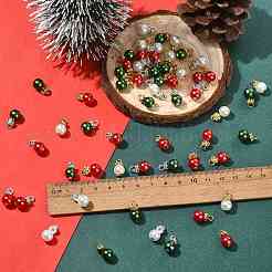 60 Stück 3 Farben Weihnachtsanhänger aus Glasperlen&nbsp;PALLOY-FS00066