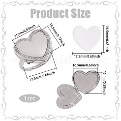 1 bague ajustable avec médaillon en forme de cœur en laiton&nbsp;RJEW-PH0001-17P