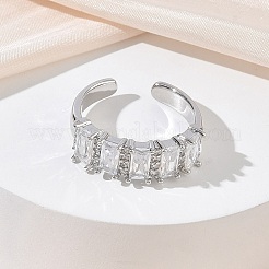 Offene Manschettenringe aus Messing mit Mikropavé und Zirkonia für Damen&nbsp;RJEW-L343-16P-04