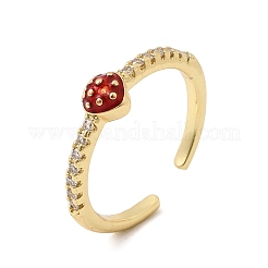 Anelli aperti con polsino in ottone micro pavé di zirconi cubici trasparenti&nbsp;RJEW-C164-04C-G