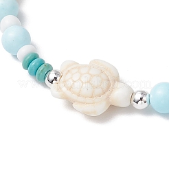 3 pulsera de cuentas de turquesa sintética teñidas y howlita natural para mujer&nbsp;BJEW-JB11794