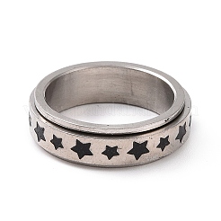 Anello a fascia girevole con stella smaltata nera&nbsp;LS-RJEW-I089-18P
