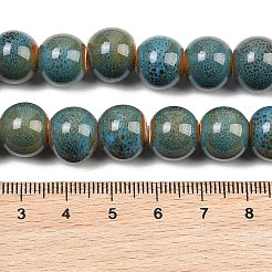 Chapelets de perles rondes en céramique émaillée en porcelaine émaillée manuelles&nbsp;PORC-L019-13mm-09