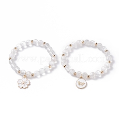 Set di bracciali elastici con perline rotonde in vetro stile 2 pz 2&nbsp;BJEW-JB08106-03