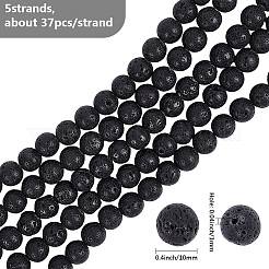 5 Strang natürliche Lavastein-Rundperlen&nbsp;G-LT0001-02A-02