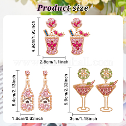 3 Paar 3 Stile Strass-Weinglas-Ohrstecker&nbsp;EJEW-AN0003-61