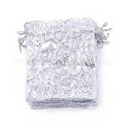 Rose gedruckt Organza Beutel&nbsp;OP-R021-10x12-03