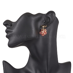 Pendientes colgantes con cuentas de vidrio y flores hechos a mano&nbsp;EJEW-MZ00471-04