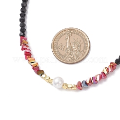 Muschelperlen- und facettierte runde schwarze Glasperlenketten&nbsp;NJEW-JN05455