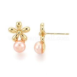 Blumenohrstecker aus Messing mit Naturperlen&nbsp;PEAR-N017-07E