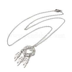 Collier pendentif en acier inoxydable 201 anti-ternissement avec chaînes à maillons&nbsp;NJEW-E102-01P-03