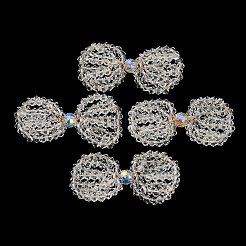 Cabochons à nœud papillon en perles de verre enveloppés de fil de cuivre&nbsp;FIND-G058-04G