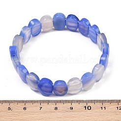 Bracciale elastico con perline ovali di agata naturale tinta e riscaldata&nbsp;G-E010-01-18