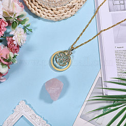 Flache runde Halsketten mit Blumen-Lupenanhänger aus Legierung mit Seil für Frauen&nbsp;NJEW-WH0013-74G
