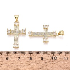 Ciondoli religiosi in ottone micro pavé con zirconi cubici trasparenti&nbsp;KK-T080-42G