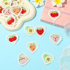 30 Stück 6 Stile Herz computergesteuerte Stickerei Stoff zum Aufbügeln/Aufnähen Patches&nbsp;DIY-CJ0003-17